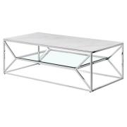 Allinto Marble Effect Glass Top Coffee Table In White And Grey