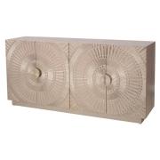 Canvey Wooden Sideboard With 4 Embossed Metal Doors In Silver