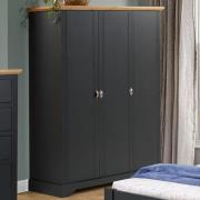 Talox Wooden Wardrobe With 3 Doors In Grey And Oak