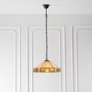 Nevada Medium Tiffany Glass Pendant Light In Dark Bronze