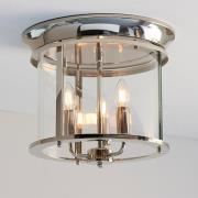 Hampworth 3 Lights Clear Glass Ceiling Light In Bright Nickel