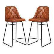 Hayton Bruciato Genuine Leather Bar Stools In Pair