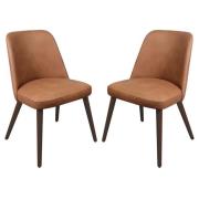 Avelay Vintage Cognac Faux Leather Dining Chairs In Pair