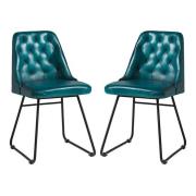 Hayton Vintage Blue Genuine Leather Dining Chairs In Pair