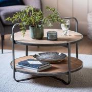 Dudley Round Wooden Coffee Table With Metal Frame In Natural