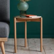 Burlap Wooden Round Side Table In Natural