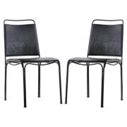 Perham Black Leather Dining Chairs With Metal Frame In A Pair