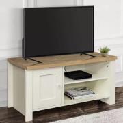 Highland Wooden TV Stand With 1 Door In Cream And Oak