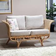 Benoni Rattan 2 Seater Sofa With Blush Tweed Seat Cushion