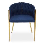 Gdynia Fabric Dining Chair With Gold Frame In Blue