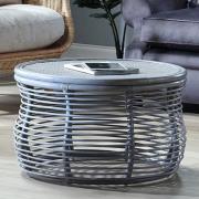 Rybnik Round Wicker Top Rattan Coffee Table In Grey