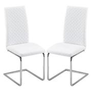 Ronn White Faux Leather Dining Chairs With Chrome Legs In Pair