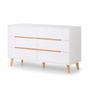 Abrina Chest Of Drawers Wide In Matt White And Oak