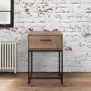 Urban Wooden Narrow Bedside Cabinet In Rustic With 1 Drawer