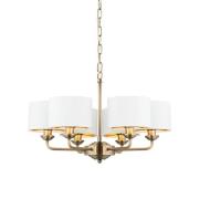 Hyesan White 6 Lights Ceiling Pendant Light In Antique Brass