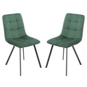 Sandy Squared Green Velvet Dining Chairs In Pair