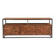 Axis Acacia Wood TV Stand With 3 Doors In Natural