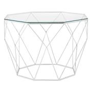 Shalom Octagonal Clear Glass Top Coffee Table With Silver Frame