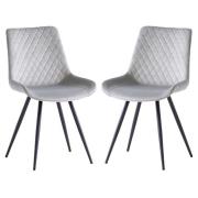 Maija Silver Velvet Dining Chairs With Black Legs In Pair