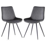 Maija Graphite Velvet Dining Chairs With Black Legs In Pair