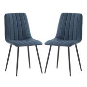 Laney Blue Fabric Dining Chairs With Black Legs In Pair