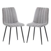 Laney Silver Fabric Dining Chairs With Black Legs In Pair