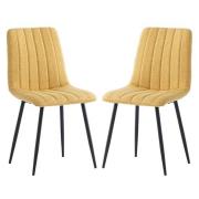 Laney Yellow Fabric Dining Chairs With Black Legs In Pair