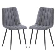 Laney Grey Fabric Dining Chairs With Black Legs In Pair