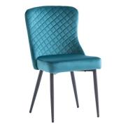 Helmi Velvet Dining Chair In Peacock With Black Legs