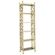 Fafnir Brick Design Black Glass Bookshelf With Gold Frame