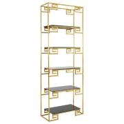 Fafnir Angular Design Black Glass Bookshelf With Gold Frame