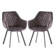 Viha Swivel Graphite Velvet Dining Chairs In Pair