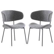 Wera Dark Grey Fabric Dining Chairs With Black Legs In Pair