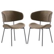 Wera Olive Green Fabric Dining Chairs With Black Legs In Pair