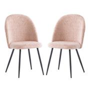 Raisa Flamingo Fabric Dining Chairs With Black Legs In Pair