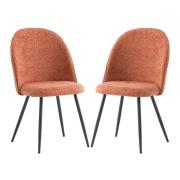 Raisa Rust Fabric Dining Chairs With Black Legs In Pair