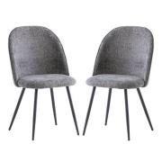 Raisa Graphite Fabric Dining Chairs With Black Legs In Pair