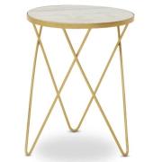 Mekbuda Round White Marble Top Side Table With Hairpin Legs