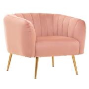 Larrisa Velvet Armchair With Gold Metal Legs In Pink