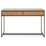 Granule Wooden Laptop Desk With Brass Metal Frame In Oak