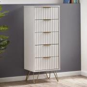 Marius Tall Wooden Chest Of 5 Drawers In Matt White