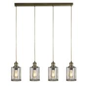 Pips 4 Lights Bar Pendant Light In Antique Brass