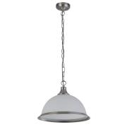 American Glass Diner Pendant Light In White And Silver