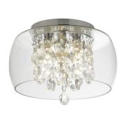 Curva 3 Lights Glass Flush Ceiling Light In Chrome