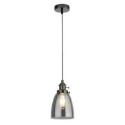 Camden Smoked Glass Ceiling Pendant Light In Black Chrome