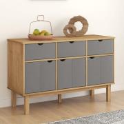 Bridie Pinewood Sideboard With 3 Doors 3 Drawers In Brown Grey