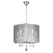 Venetian Round 5 Lights Voile Shade Pendant Light In Chrome