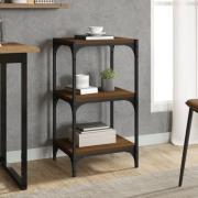 Grove Wooden 3-Tier Bookshelf In Brown Oak With Steel Frame