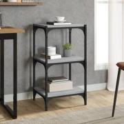 Grove Wooden 3-Tier Bookshelf In Grey Sonoma Oak With Steel Frame