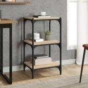 Grove Wooden 3-Tier Bookshelf In Sonoma Oak With Steel Frame